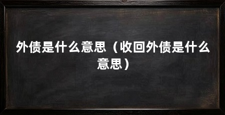 外债是什么意思（收回外债是什么意思）