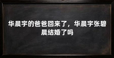华晨宇的爸爸回来了,华晨宇张碧晨结婚了吗