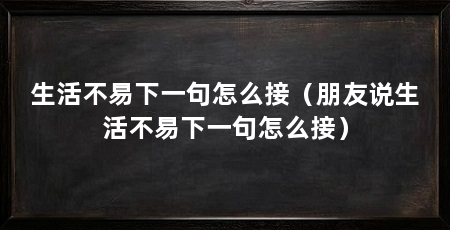 生活不易下一句怎么接(朋友说生活不易下一句怎么接)