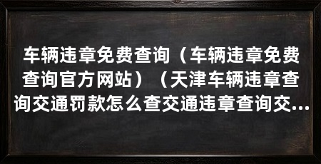 车辆违章免费查询（车辆违章免费查询官方网站）（天津车辆违章查询交通罚款怎么查交通违章查询交通违章记录