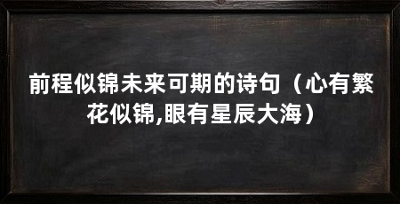 前程似锦未来可期的诗句(心有繁花似锦,眼有星辰大海)