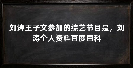 刘涛王子文参加的综艺节目是，刘涛个人资料百度百科