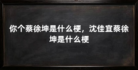 你个蔡徐坤是什么梗，沈佳宜蔡徐坤是什么梗