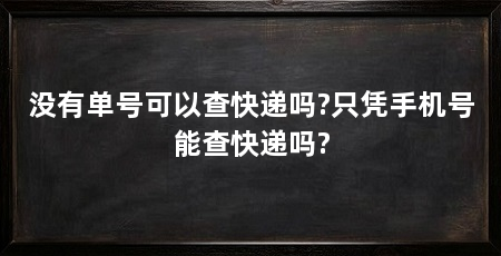 没有单号可以查快递吗?只凭手机号能查快递吗?