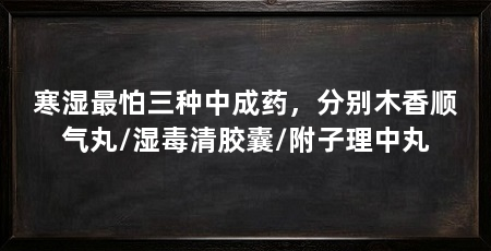 寒湿最怕三种中成药，分别木香顺气丸/湿毒清胶囊/附子理中丸