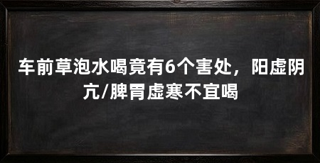 车前草泡水喝竟有6个害处,阳虚阴亢/脾胃虚寒不宜喝