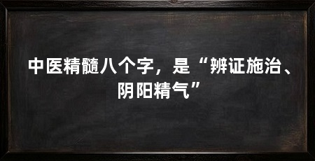 中医精髓八个字，是“辨证施治、阴阳精气”