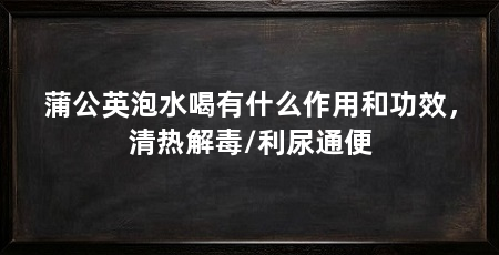 蒲公英泡水喝有什么作用和功效,清热解毒/利尿通便
