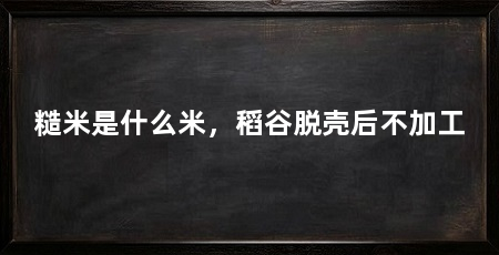 糙米是什么米,稻谷脱壳后不加工