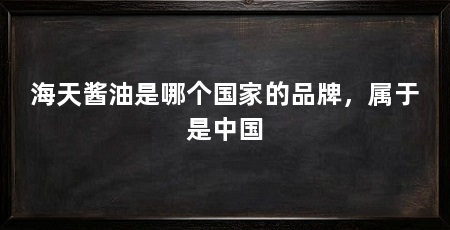 海天酱油是哪个国家的品牌，属于是中国