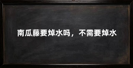 南瓜藤要焯水吗,不需要焯水