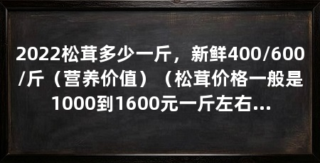 2022松茸多少一斤，新鲜400/600/斤（营养价值）（松茸价格一般是1000到1600元一斤左右的价格会更贵
