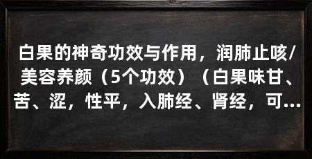 白果的神奇功效与作用，润肺止咳/美容养颜（5个功效）（白果味甘、苦、涩，性平，入肺经、肾经，可用于咳嗽、大便秘结等症