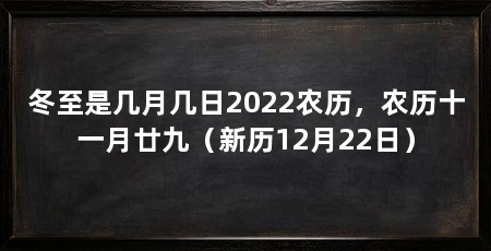 冬至是几月几日2022农历，农历十一月廿九（新历12月22日）