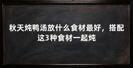 秋天炖鸭汤放什么食材最好,搭配这3种食材一起炖