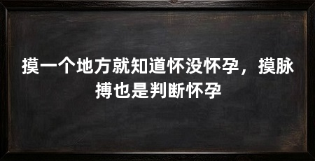 摸一个地方就知道怀没怀孕，摸脉搏也是判断怀孕