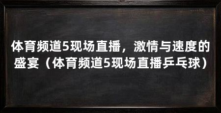 体育频道5现场直播,激情与速度的盛宴(体育频道5现场直播乒乓球)