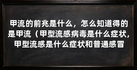 甲流的前兆是什么，怎么知道得的是甲流（甲型流感病毒是什么症状，甲型流感是什么症状和普通感冒