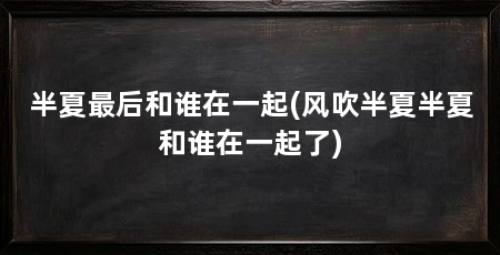 半夏最后和谁在一起(风吹半夏半夏和谁在一起了)
