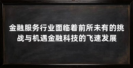 金融服务行业面临着前所未有的挑战与机遇金融科技的飞速发展