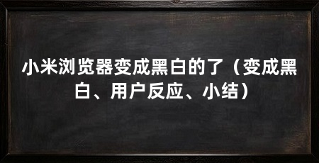 小米浏览器变成黑白的了(变成黑白、用户反应、小结)