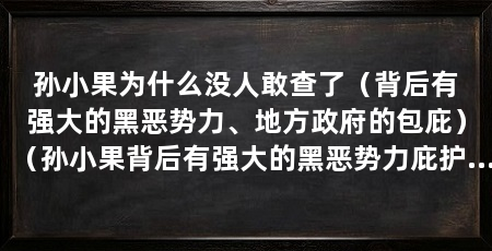 孙小果为什么没人敢查了（背后有强大的黑恶势力、地方政府的包庇）（孙小果背后有强大的黑恶势力庇护，导致他多次犯罪却始终逍遥法外