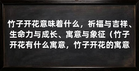 竹子开花意味着什么，祈福与吉祥、生命力与成长、寓意与象征（竹子开花有什么寓意，竹子开花的寓意