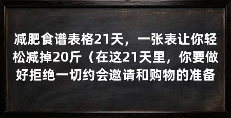 减肥食谱表格21天，一张表让你轻松减掉20斤（在这21天里，你要做好拒绝一切约会邀请和购物的准备