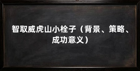 智取威虎山小栓子(背景、策略、成功意义)
