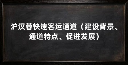 沪汉蓉快速客运通道(建设背景、通道特点、促进发展)