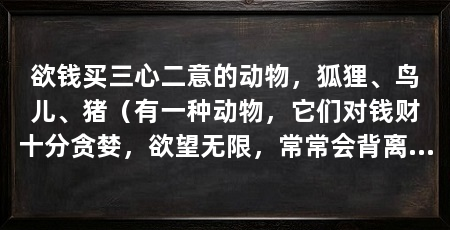 欲钱买三心二意的动物，狐狸、鸟儿、猪（有一种动物，它们对钱财十分贪婪，欲望无限，常常会背离初衷