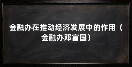 金融办在推动经济发展中的作用（金融办邓富国）