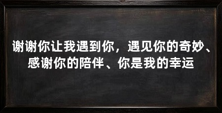 谢谢你让我遇到你,遇见你的奇妙、感谢你的陪伴、你是我的幸运