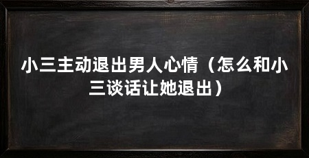 小三主动退出男人心情(怎么和小三谈话让她退出)