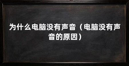 为什么电脑没有声音（电脑没有声音的原因）
