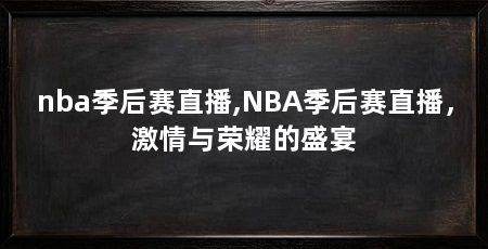 nba季后赛直播,NBA季后赛直播，激情与荣耀的盛宴