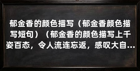 郁金香的颜色描写(郁金香颜色描写短句)(郁金香的颜色描写上千姿百态,令人流连忘返,感叹大自然的神奇
