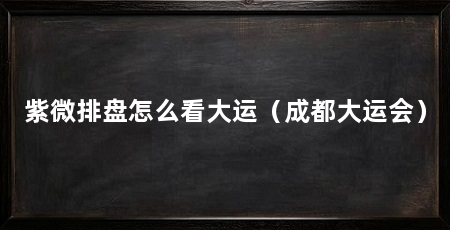 紫微排盘怎么看大运（成都大运会）