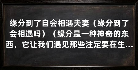 缘分到了自会相遇夫妻（缘分到了会相遇吗）（缘分是一种神奇的东西，它让我们遇见那些注定要在生命中扮演重要角色的人