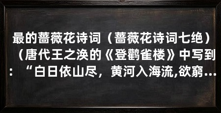 最的蔷薇花诗词（蔷薇花诗词七绝）（唐代王之涣的《登鹳雀楼》中写到：“白日依山尽，黄河入海流,欲窮千里目，更上一層樓”