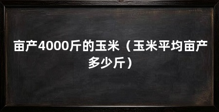 亩产4000斤的玉米（玉米平均亩产多少斤）