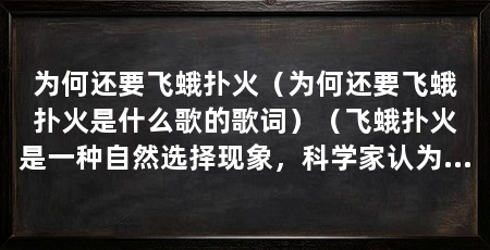 为何还要飞蛾扑火(为何还要飞蛾扑火是什么歌的歌词)(飞蛾扑火是一种自然选择现象,科学家认为飞蛾扑火是自然选择现象