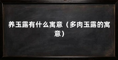 养玉露有什么寓意（多肉玉露的寓意）