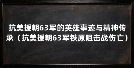 抗美援朝63军的英雄事迹与精神传承(抗美援朝63军铁原阻击战伤亡)