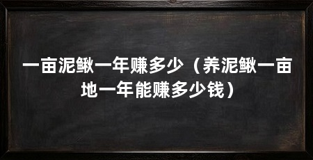 一亩泥鳅一年赚多少(养泥鳅一亩地一年能赚多少钱)