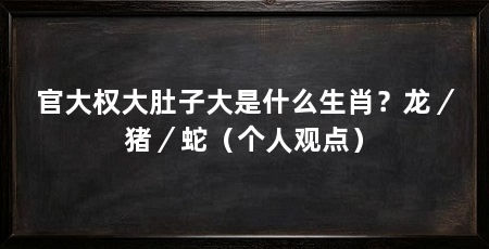 官大权大肚子大是什么生肖？龙／猪／蛇（个人观点）