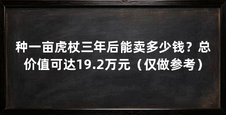 种一亩虎杖三年后能卖多少钱？总价值可达19.2万元（仅做参考）