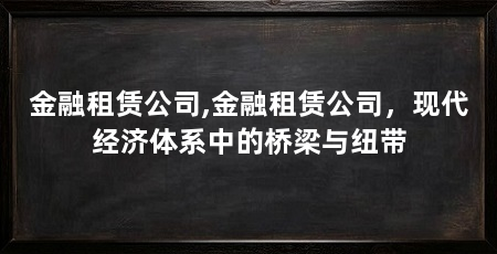 金融租赁公司,金融租赁公司，现代经济体系中的桥梁与纽带