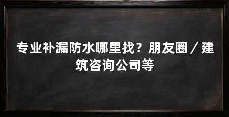 专业补漏防水哪里找？朋友圈／建筑咨询公司等