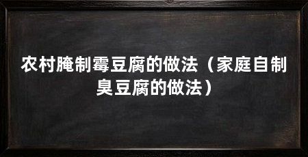农村腌制霉豆腐的做法（家庭自制臭豆腐的做法）